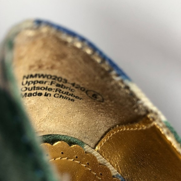 Naughty Monkey Chunky Heels, Blue and Green Watercolor Design, Size 6, Peep Toes - Picture 6 of 7